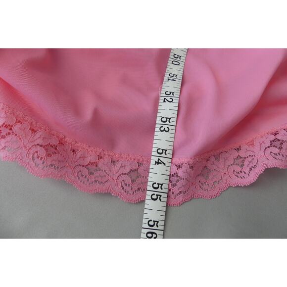 Vintage Pink Nylon Womens MEDIUM Nightgown Long Texsheen Lace Button - Picture 9 of 9